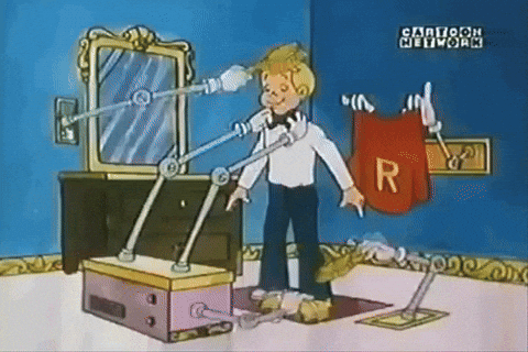 Vintage Boy Getting Ready Automatic Machines GIF