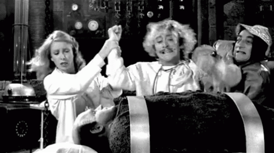 Vintage Gene Wilder Male Brooks Punching Frankenstein GIF