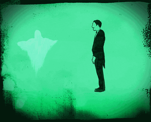 Vintage Halloween Ghost Couple GIF