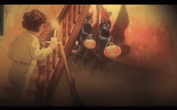 Vintage Halloween Pumpkin Cat GIF