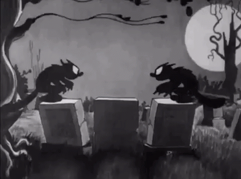 Vintage Halloween Skeleton Dance Cats GIF