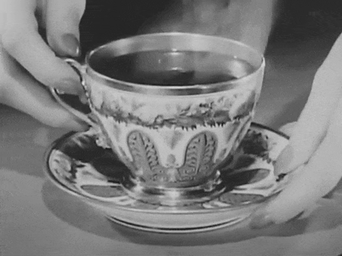 Vintage Lady Drinking Coffee GIF