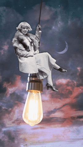 Vintage Light Bulb Swinging Chandelier GIF