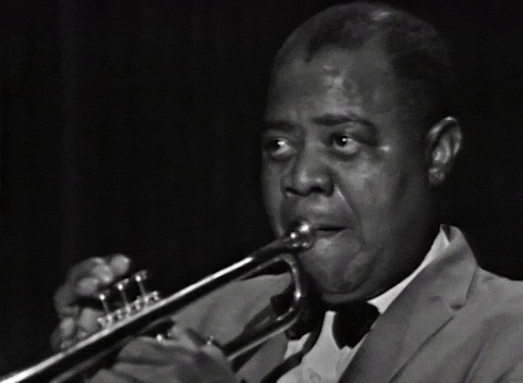 Vintage Louis Armstrong Playing Bugle GIF