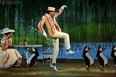Vintage Mash Up Penguin Kick GIF