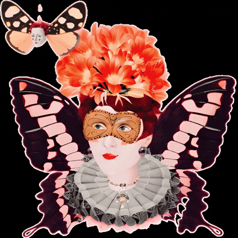 Vintage Mask Butterfly Mystery Fine Art GIF