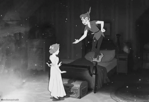 Vintage Monochromatic Peter Pan And Wendy GIF