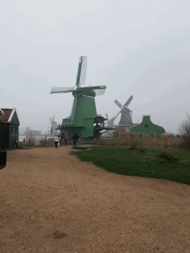 Vintage Old Wooden Windmills GIF