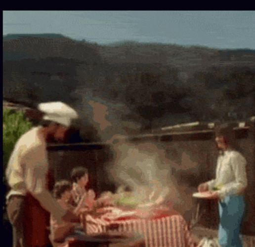 Vintage Outdoor Bbq Party Food War GIF