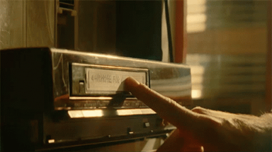 Vintage Pushing Vhs Tape To VCR  GIF