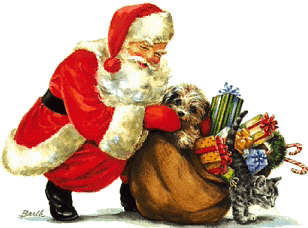 Vintage Santa Claus Carrying Gifts For Noel GIF