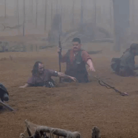 Vintage Soldiers Escaping Quicksand GIF