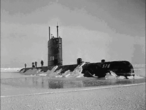 Vintage Submarine Stuck In Frozen Water GIF
