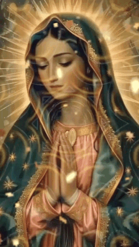 Virgin Mary Eyes Closed Hands Folded
