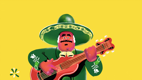 Viva Mexico Animated Man Playing Guitar GIF