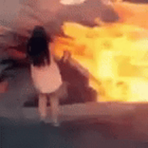 Volcano Eruption Girl Slide Crater GIF