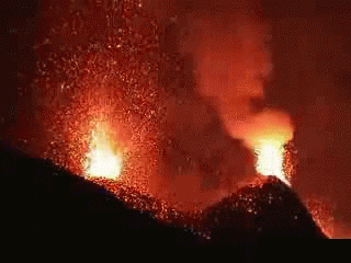 Volcano Eruption Mount Etna Two Vents GIF
