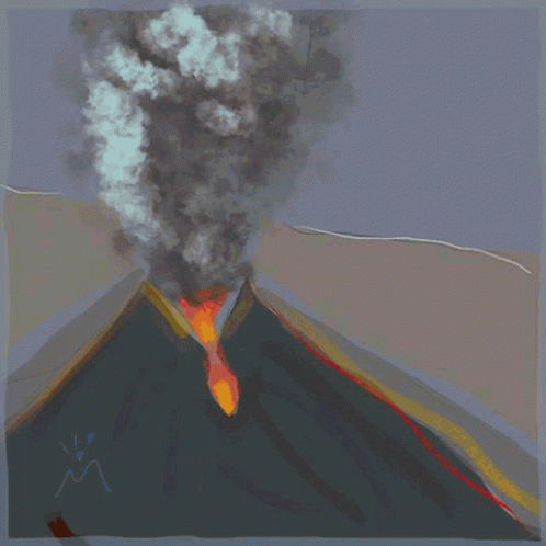 Volcano Eruption Painting Drawing Conversion GIF
