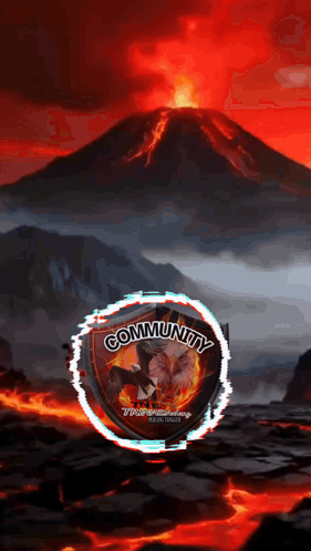 Volcano with Community Text