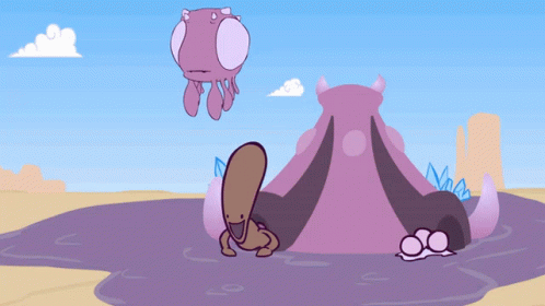 Volcano With Purple Monster Flying Over