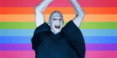Voldemort Dancing With Rainbow Background GIF
