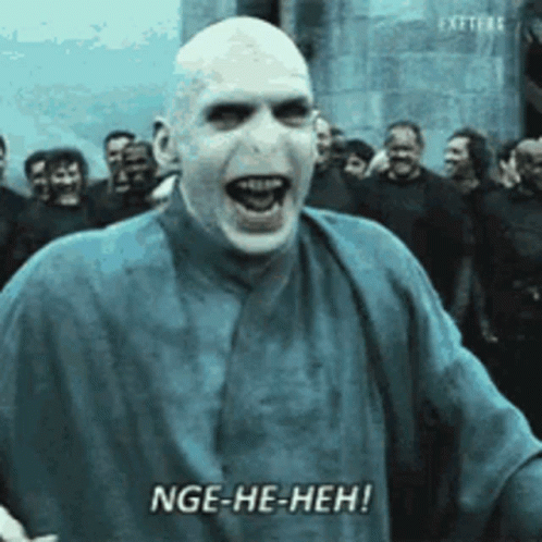 Voldemort From Harry Potter Is Making A Funny Face With His Mouth Open . GIF