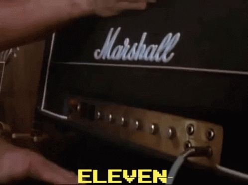Volume I And Volume Ii Knobs With The Word Eleven In Yellow Letters GIF