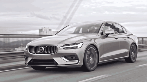 Volvo Car Driving On Highway With Bridge GIF