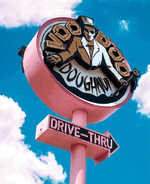 Voodoo Doughnut Shop Drive Thru GIF