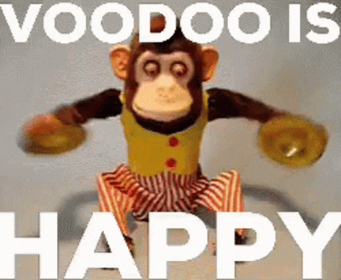 Voodoo Happy Monkey Playing Cymbals GIF