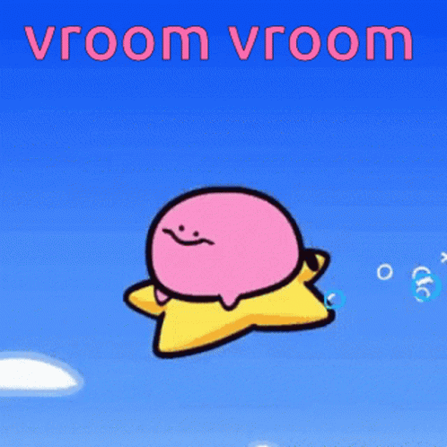 Vroom Vroom Flying Kirby Meme GIF