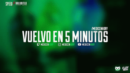 Vuelvo En 5 Minutos Green Background GIF