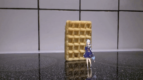 Waffle Bread Falling Over Anime Girl GIF