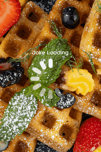 Waffle With Powdered Sugar And Berries GIF