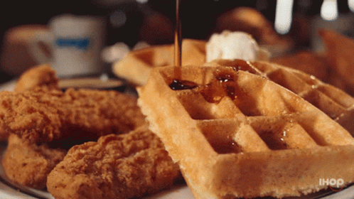 Waffle With Syrup Poured and IHOP
