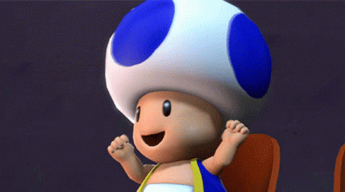 Wahoo Mario Blue Toad Cheer Wobble GIF