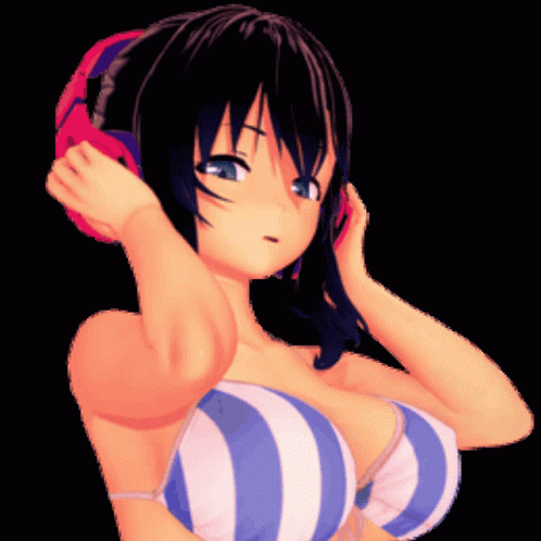 Waifu Girl Listening To Music GIF