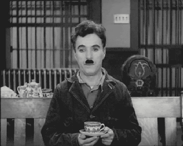 Waiting Charlie Chaplin Tea GIF