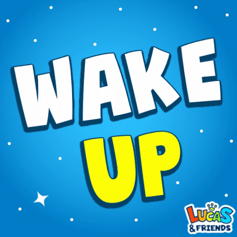 Wake Up Text on Blue Background
