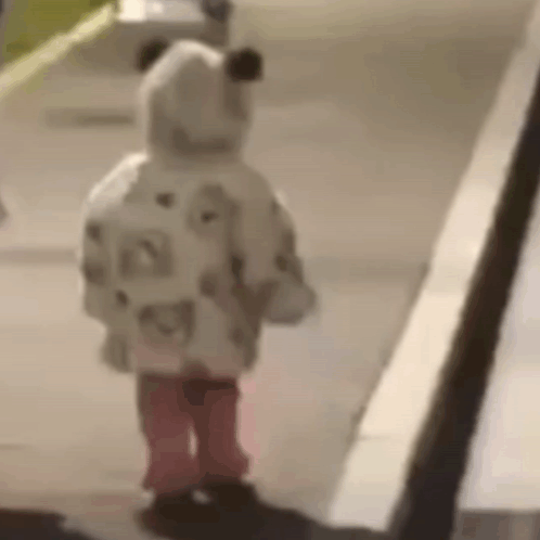 Walk Away Baby In Bear Jacket GIF