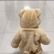 Walk Away Cute Baby In Bear Costume GIF