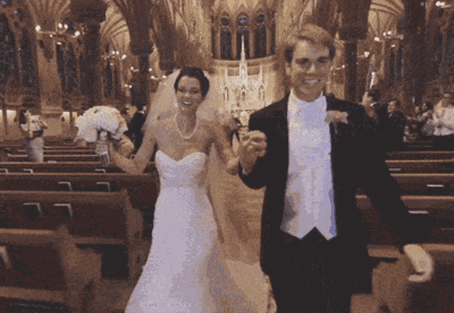 Walking Couple Marriage Water Splashed GIF