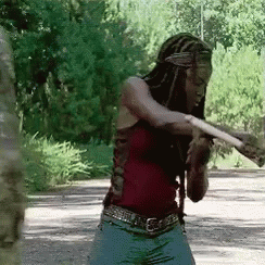 Walking Dead Danai Gurira As Michonne Smashing Zombie GIF