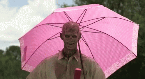 Walking Dead Funny Zombie With Umbrella GIF