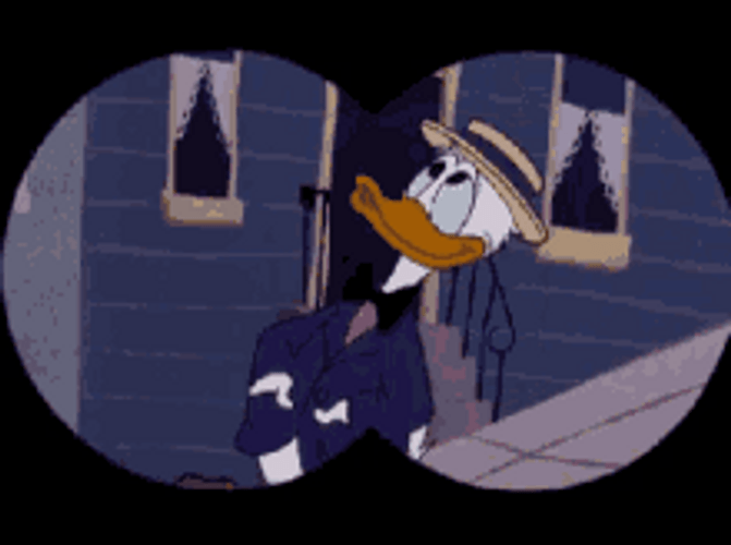 Walking Donald Duck Telescope Excited Date GIF
