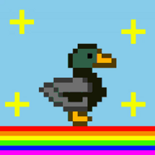 Walking Duck Animated Pixel Rainbow GIF