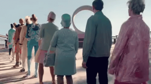 Walking In Line Robot Humans GIF