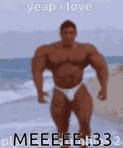 Walking Strong Guy On A Beach  GIF