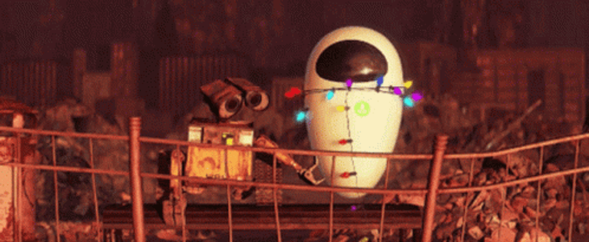 Wall E Eve Eyes Looking Atop Stairs GIF