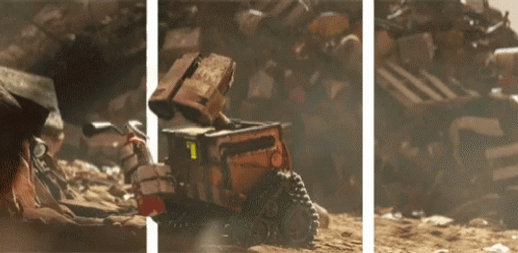 Wall E Startled With Fire Extinguisher GIF